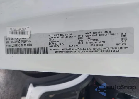 2023 Ram Promaster 2500 из США, поврежденный, VIN 3C6LRVDG1PE594145